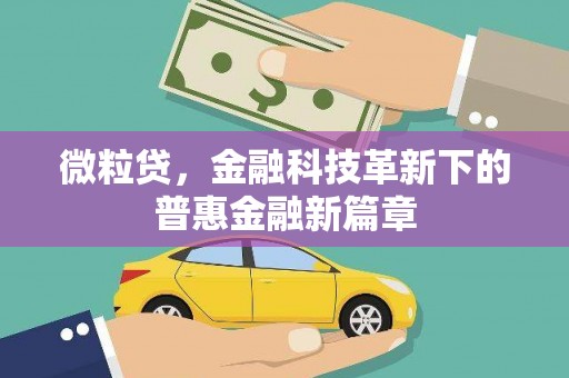 冬山微粒贷，金融科技革新下的普惠金融新篇章
