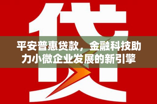 冬山平安普惠贷款，金融科技助力小微企业发展的新引擎