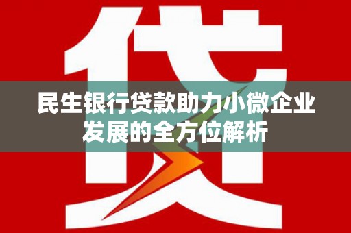 冬山民生银行贷款助力小微企业发展的全方位解析