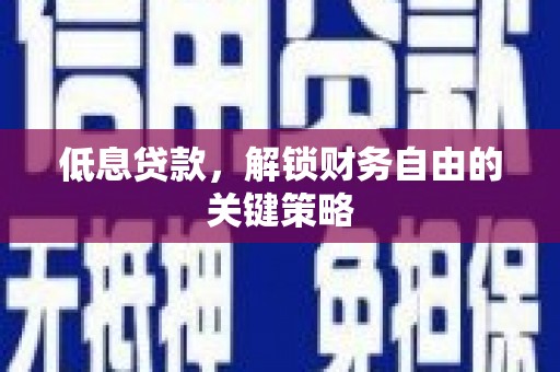 冬山低息贷款，解锁财务自由的关键策略