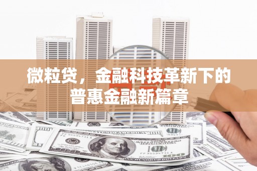 冬山微粒贷，金融科技革新下的普惠金融新篇章