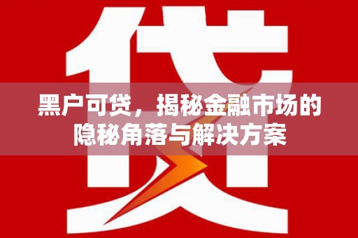冬山黑户可贷，揭秘金融市场的隐秘角落与解决方案
