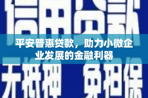 冬山平安普惠贷款，助力小微企业发展的金融利器