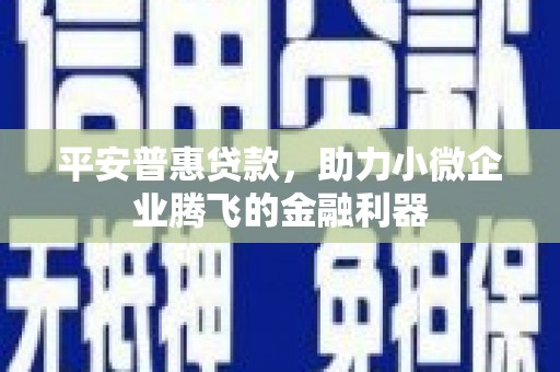 冬山平安普惠贷款，助力小微企业腾飞的金融利器