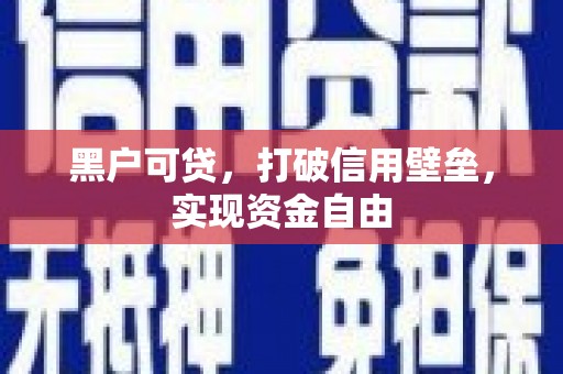 冬山黑户可贷，打破信用壁垒，实现资金自由