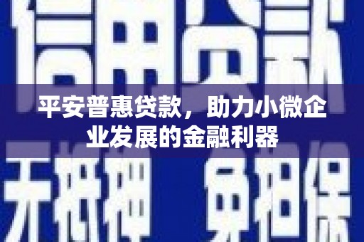 冬山平安普惠贷款，助力小微企业发展的金融利器