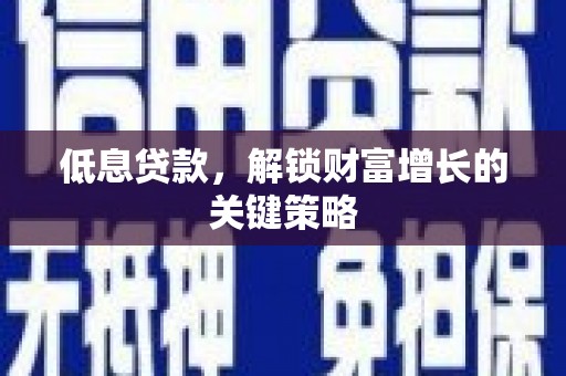 冬山低息贷款，解锁财富增长的关键策略
