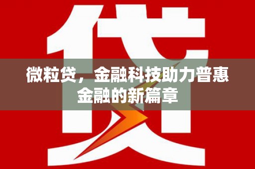 冬山微粒贷，金融科技助力普惠金融的新篇章