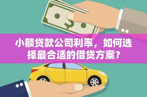 冬山小额贷款公司利率，如何选择最合适的借贷方案？