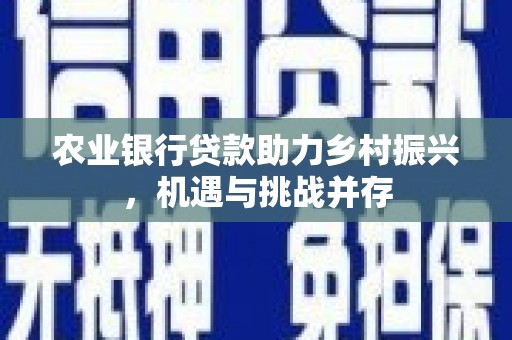 冬山农业银行贷款助力乡村振兴，机遇与挑战并存