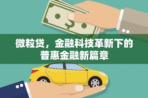 冬山微粒贷，金融科技革新下的普惠金融新篇章