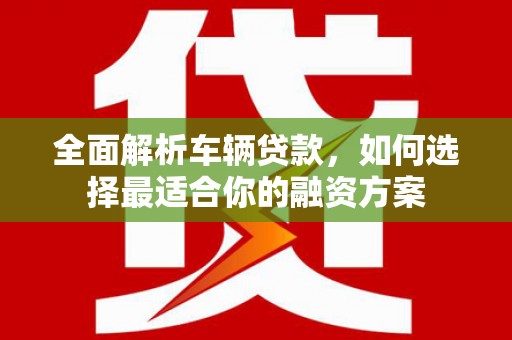 冬山全面解析车辆贷款，如何选择最适合你的融资方案