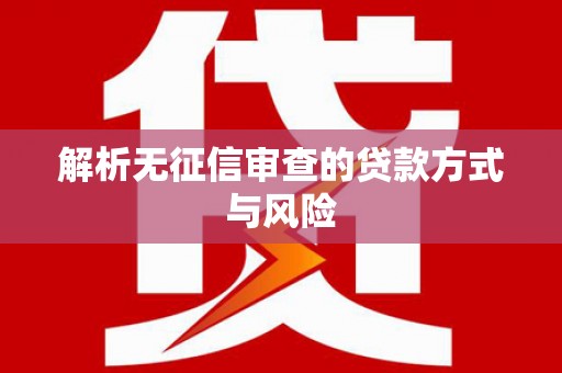 冬山解析无征信审查的贷款方式与风险